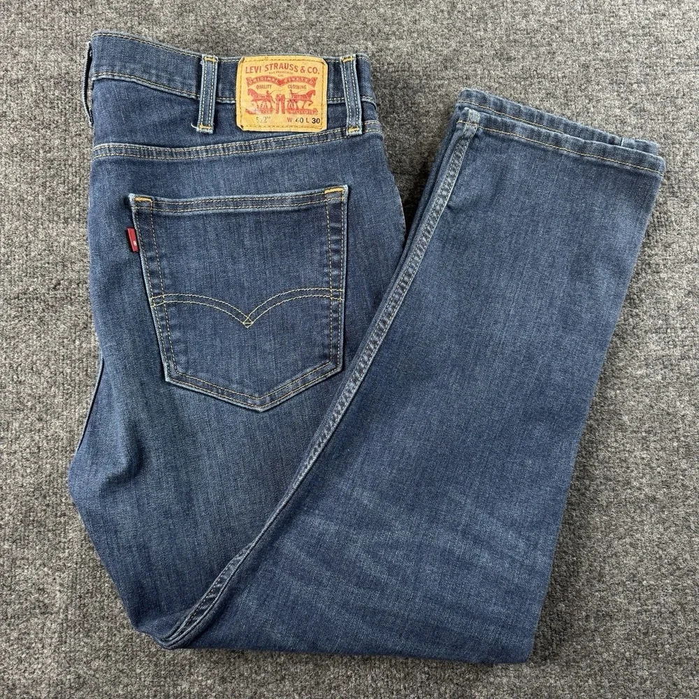 Levis 512 Jeans Men 40x30 Tapered Stretch Blue Denim Classic Red Tab EUC